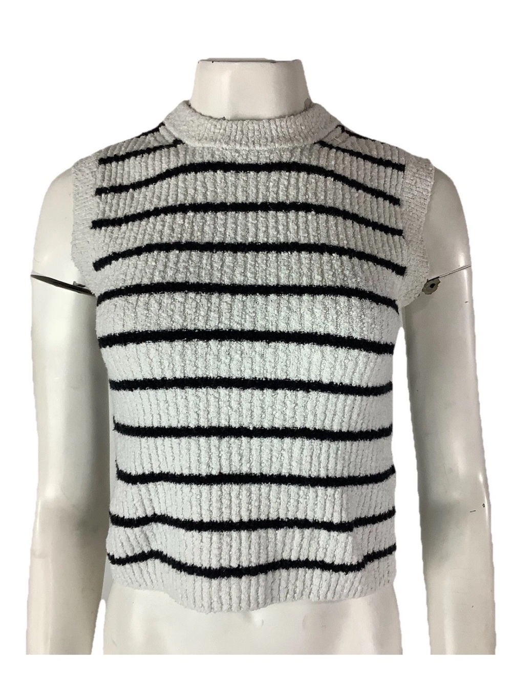 Madewell Sz XS Bold Stripe Sleeveless Cropped Knit Transition Summer Top